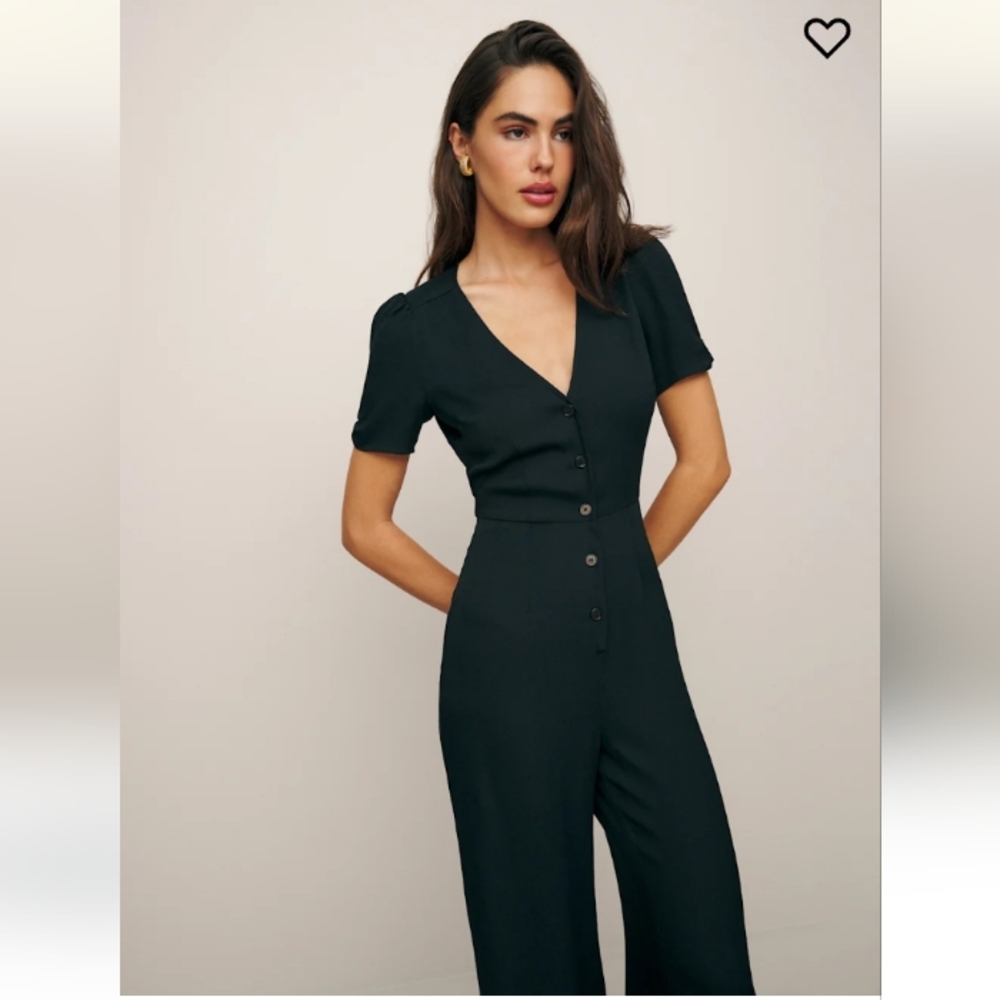 NWT Reformation France Black Jumpsuit Size 10 - Picture 2 of 10